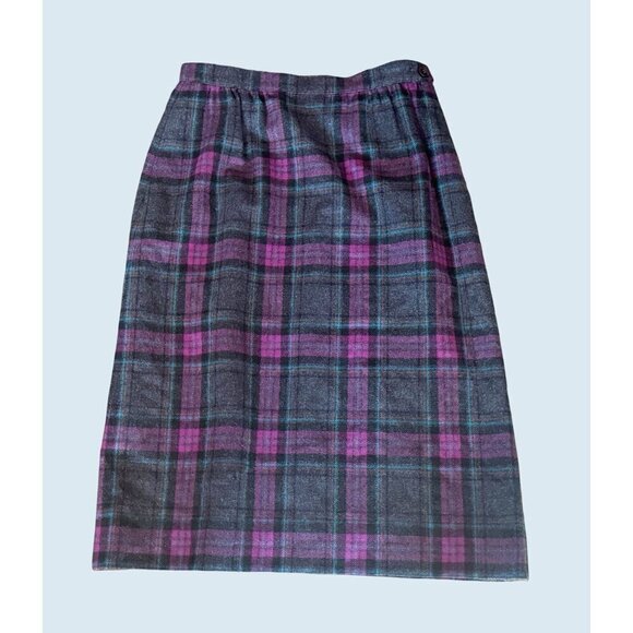 Vintage 1980s Miss Pendleton Wool Plaid Mid Calf Length Skirt Size XS - Picture 2 of 8
